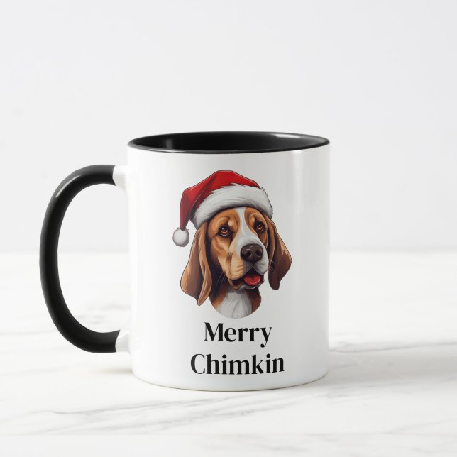 Beagle Weihnachtsmannmütze Weihnachtshund Tasse (Links)