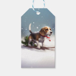 Beagle Weihnachtsschnee im Winter Geschenkanhänger