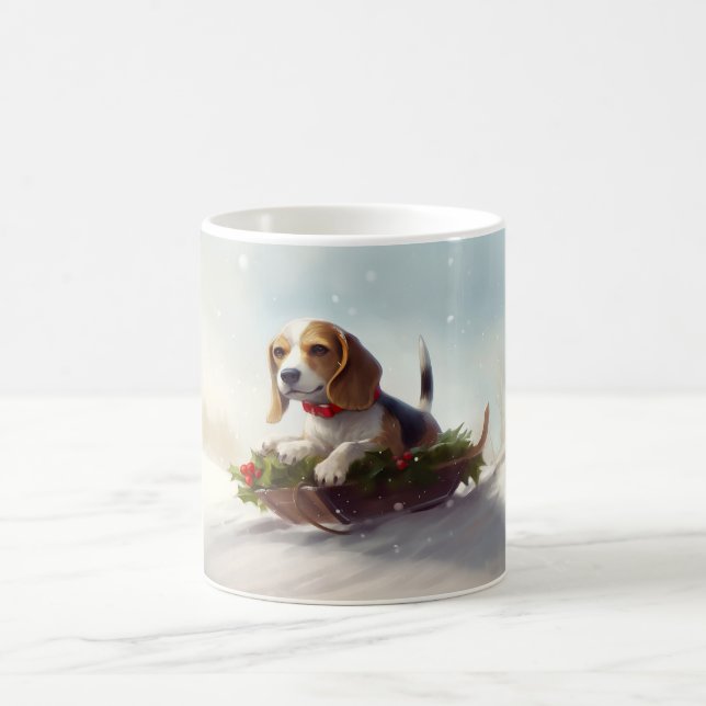 Beagle Weihnachtsschnee im Winter Kaffeetasse (Mittel)