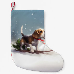 Beagle Weihnachtsschnee im Winter Kleiner Weihnachtsstrumpf