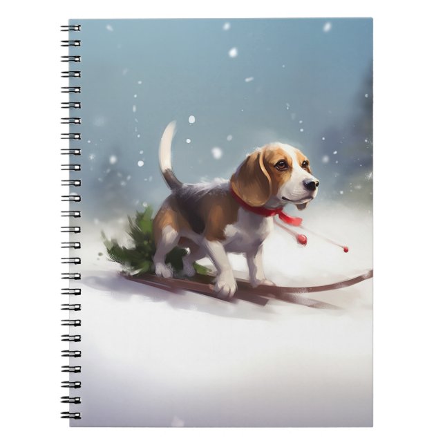 Beagle Weihnachtsschnee im Winter Notizblock (Vorderseite)