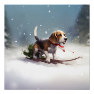 Beagle Weihnachtsschnee im Winter Poster