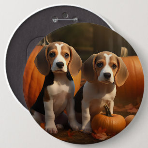 Beagle Welpe Herbst Kürbis Button