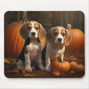 Beagle Welpe Herbst Kürbis Mousepad