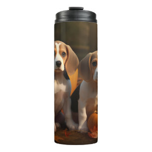 Beagle Welpe Herbst Kürbis Thermosbecher