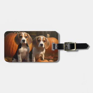 Beagle-Welpe Herbstfreude Kürbis Gepäckanhänger