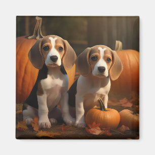 Beagle-Welpe Herbstfreude Kürbis Magnet