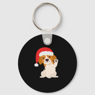 Beagle Welpe mit dem Hut des Weihnachtsmannes für Schlüsselanhänger