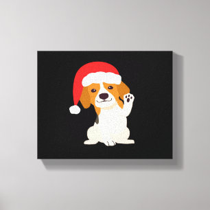 Beagle-Welpe mit Santahut für Hunde-Liebhaber Over Leinwanddruck