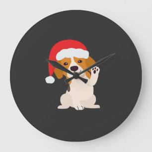 Beagle-Welpe mit Santahut für Hundeliebhaber Overs Große Wanduhr