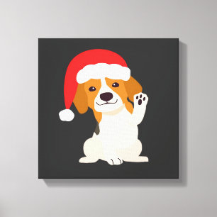Beagle-Welpe mit Santas Hut für Hunde-Liebhaber Ov Leinwanddruck