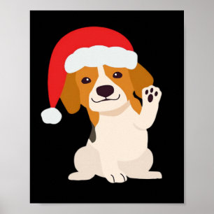 Beagle-Welpe mit Santas Hut für Hunde Liebhaber Ov Poster