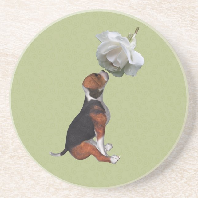 Beagle Welpe Rose Tierische Untersetzer (Vorne)