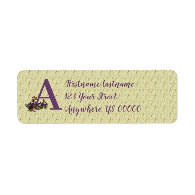 Beagle-Welpe-Schmetterling-Monogramm Initiale A Ad (Vorne)