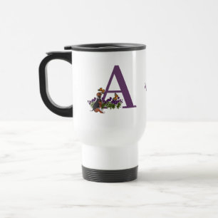 Beagle-Welpe Schmetterlinge Monogramm Anfangsbuchs Reisebecher