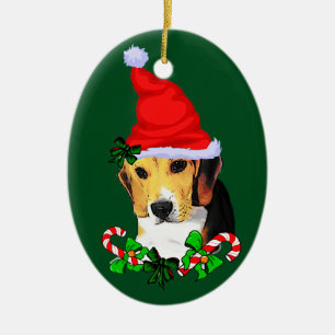 Beagle Welpe Weihnachten Keramik Ornament