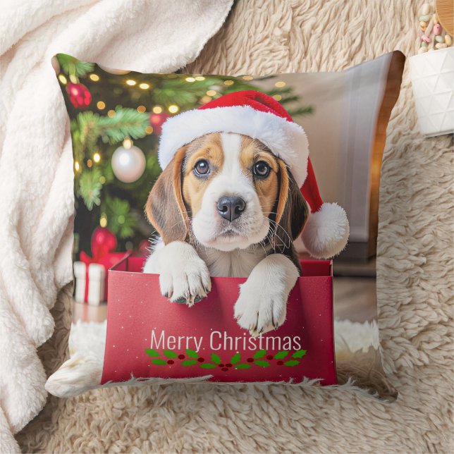 Beagle-Welpe Weihnachtsdesign, Kissen (Decke)