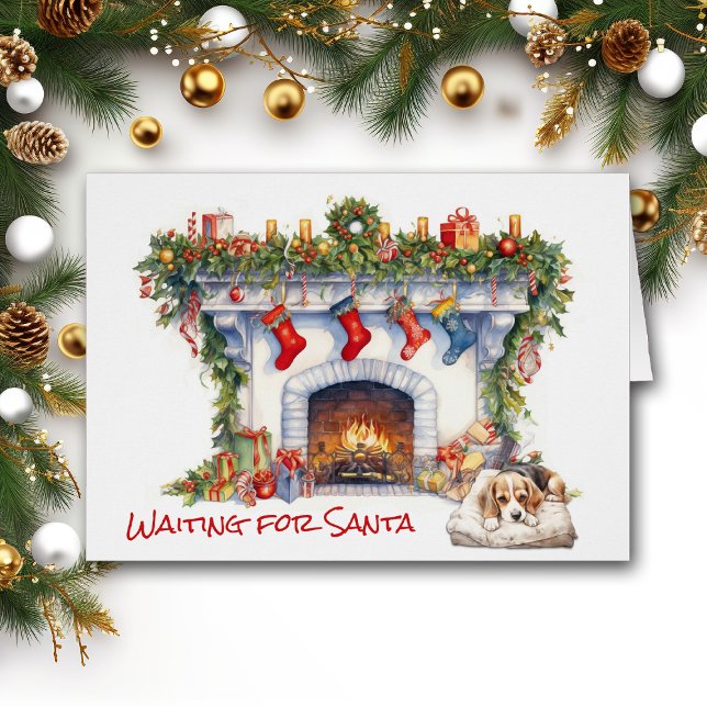 Beagle Welpe Weihnachtsfeiertag warten auf Weihnac (Von Creator hochgeladen)