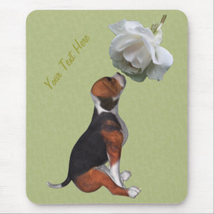 Beagle Welpe White Rose Dog Mousepad
