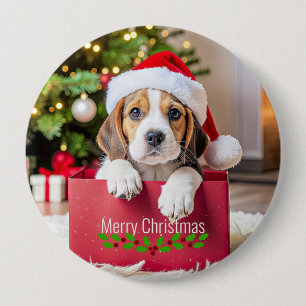 Beagle-Welpen-Weihnachtsdesign, Button