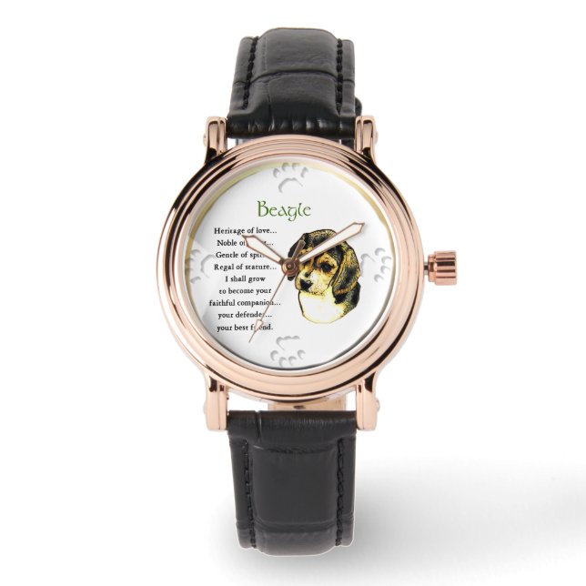 Beagle Welpenheritage Liebe Geschenke Armbanduhr (Vorderseite)