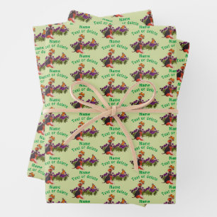 Beagle Welpenschmetterlinge Blume Personalisiert Geschenkpapier Set