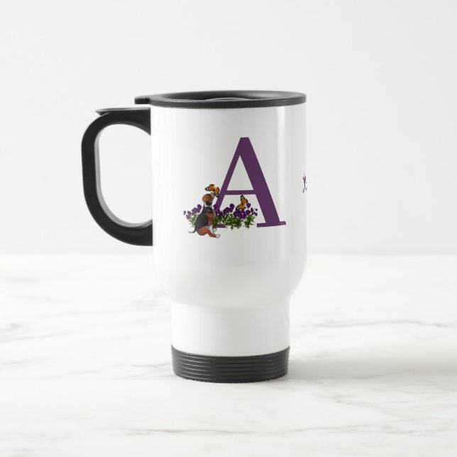 Beagle Welpenschmetterlinge Monogramm Initial A Na Reisebecher (Links)