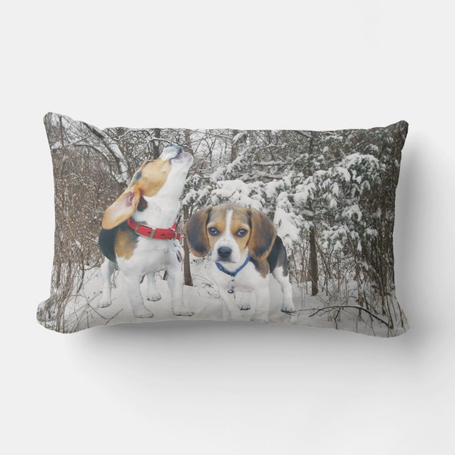 Beagle-Welpensnowy-Holzlumbar-Kissen Lendenkissen (Vorderseite)