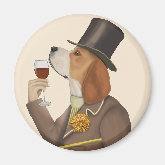 Beagle Wine Snob Magnet (Vorne)