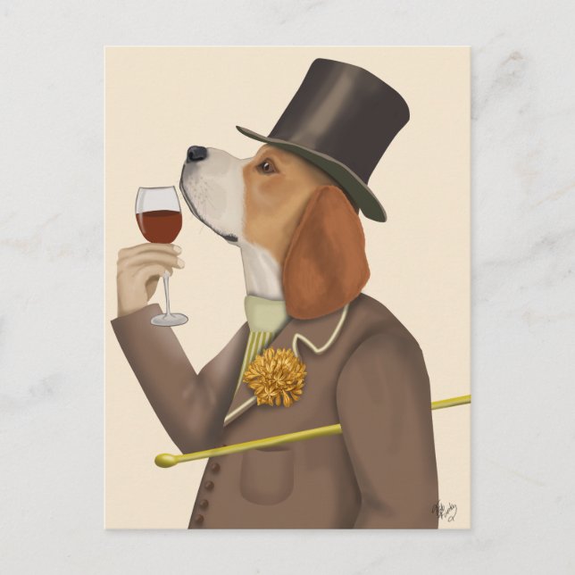 Beagle Wine Snob Postkarte (Vorderseite)