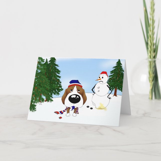 Beagle Winter Szene Feiertagskarte (Vorderseite)