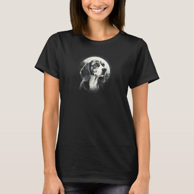 Beagle With Full Moon in Background  Beagle Dog T-Shirt (Vorderseite)