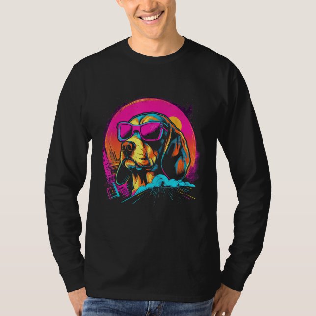 Beagle with Sunglasses Retro Design T-Shirt (Vorderseite)