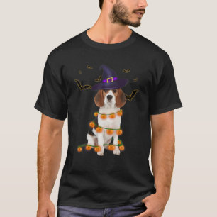 Beagle Wizard Hat Tree Lights Pumpkin Funny Party T-Shirt