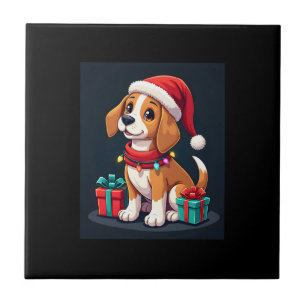 Beagle Xmas Beleuchtung Santa Beagle Hund Weihnach Fliese
