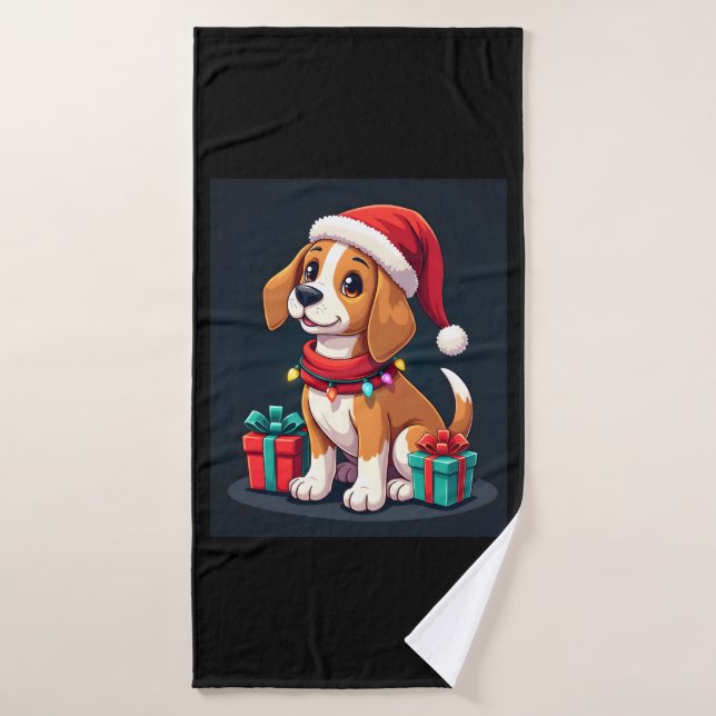 Beagle Xmas Lighting Santa Beagle Dog Christmas Ta Badehandtuch (Badehandtuch)