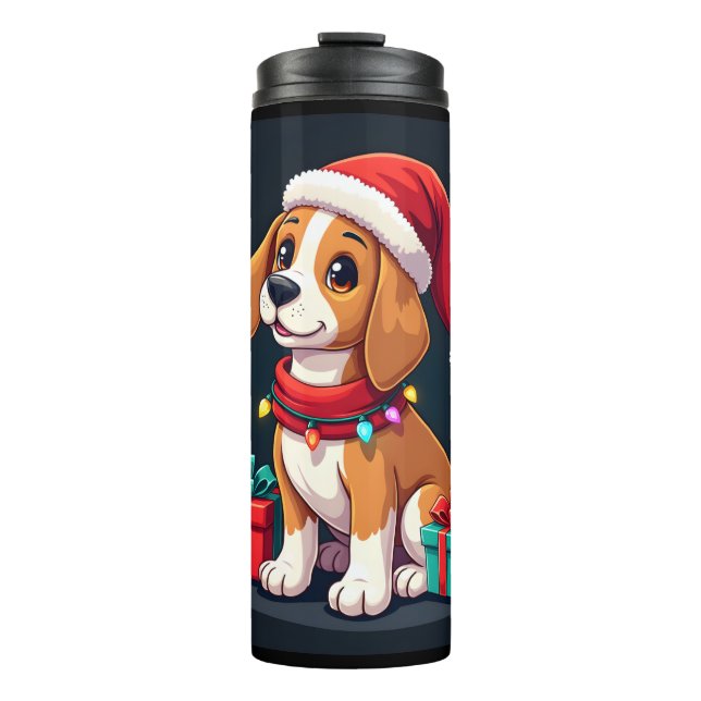 Beagle Xmas Lighting Santa Beagle Dog Christmas Ta Thermosbecher (Vorderseite)