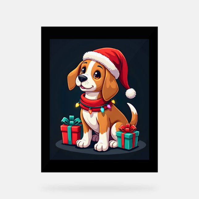 Beagle Xmas Lighting Santa Beagle Dog Weihnachten Acrylschild (Vorderseite)