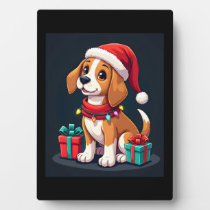 Beagle Xmas Lighting Santa Beagle Dog Weihnachten Fotoplatte