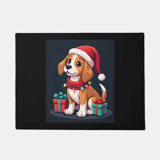 Beagle Xmas Lighting Santa Beagle Dog Weihnachten Fußmatte (Vorderseite)