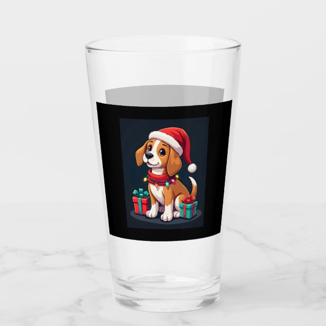 Beagle Xmas Lighting Santa Beagle Dog Weihnachten Glas (Vorderseite)