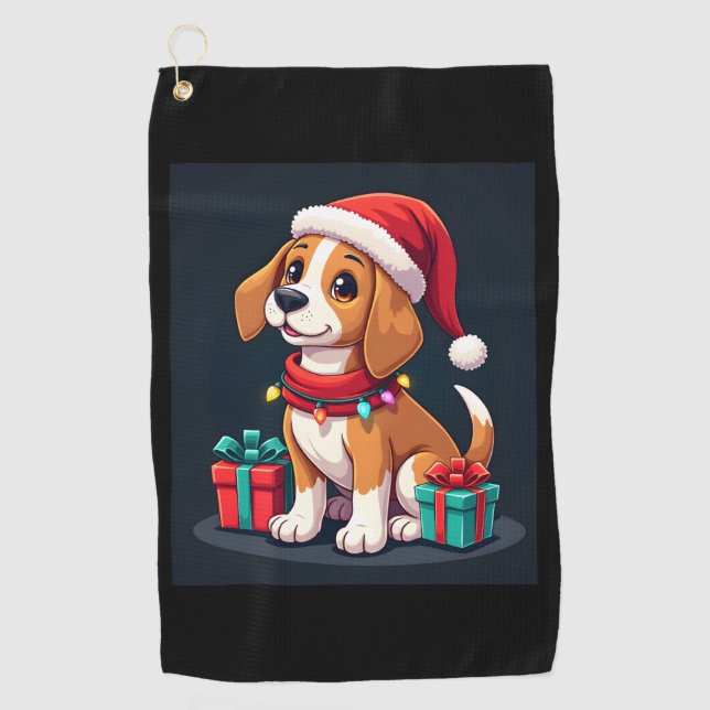 Beagle Xmas Lighting Santa Beagle Dog Weihnachten Golfhandtuch (Vorderseite)