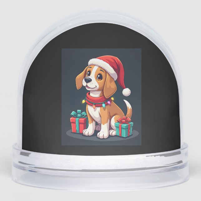 Beagle Xmas Lighting Santa Beagle Dog Weihnachten Schneekugeln (Vorderseite)