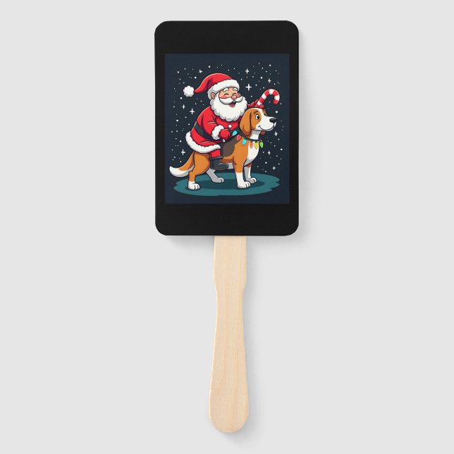 Beagle Xmas Lighting Santa Riding Beagle Dog Chris Fächer (Vorderseite)