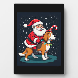 Beagle Xmas Lighting Santa Riding Beagle Dog Chris Fotoplatte