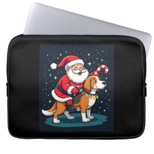 Beagle Xmas Lighting Santa Riding Beagle Dog Chris Laptopschutzhülle