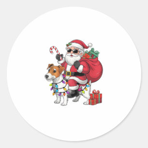 Beagle Xmas Lighting Santa Riding Beagle Dog Chris Runder Aufkleber