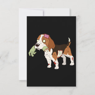 Beagle Zombie Hand Funny Hund Halloween Geschenk RSVP Karte