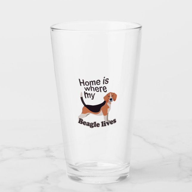 Beagle Zuhause Glas (Vorderseite)