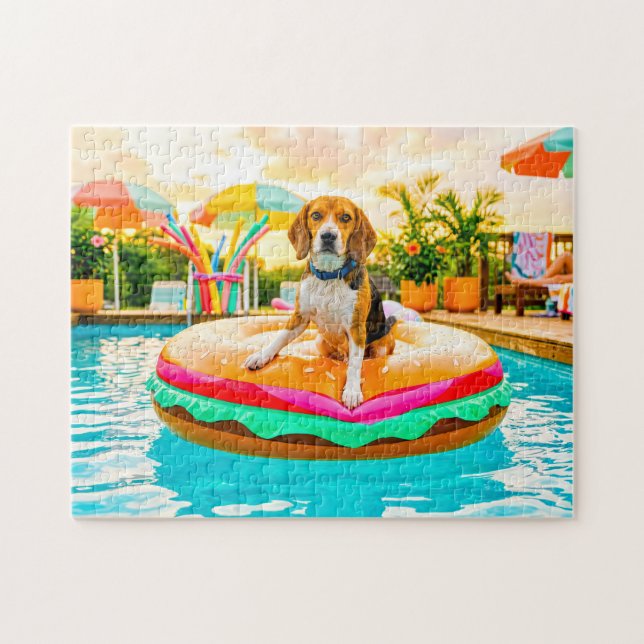 Beagles auf dem Burgerfloß Puzzle (Horizontal)
